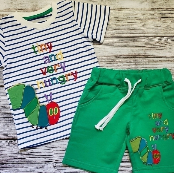 The Very Hungry Caterpillar T-Shirt Shorts Outfit Handmade Strawberry Picking - Picture 6 of 10